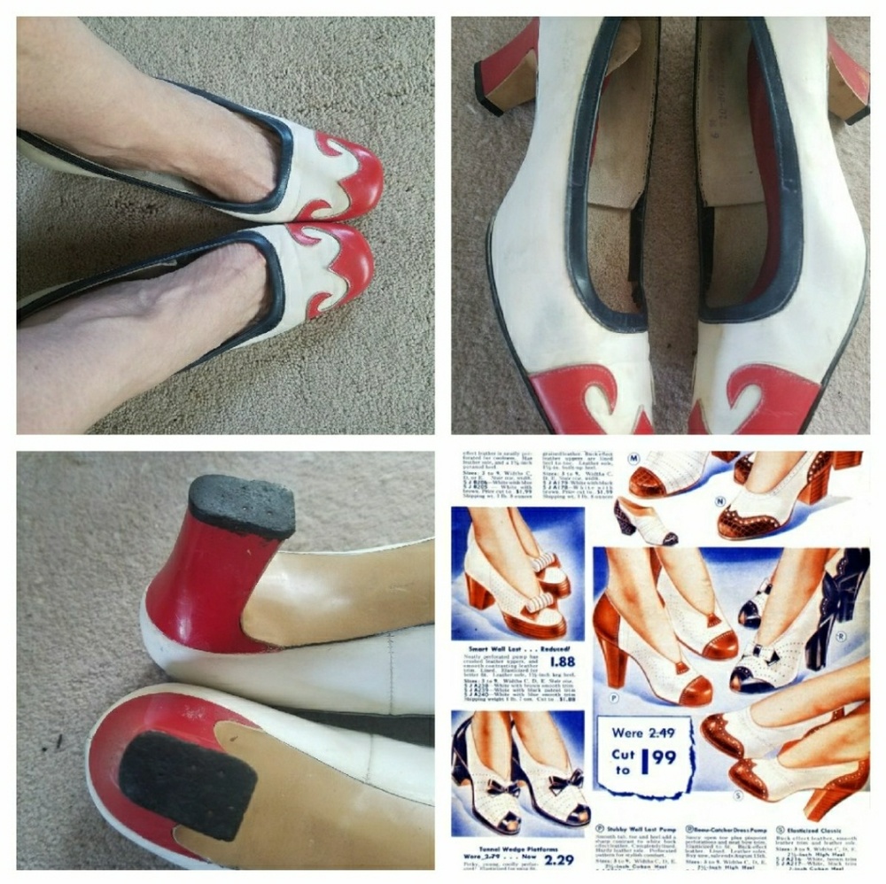 Vintage womens 1940's Red White and Blue Oxfords